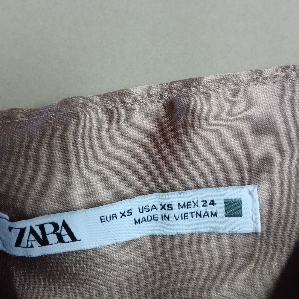 Zara Women's Knotted Front Satin Dress - Picture 7 of 7